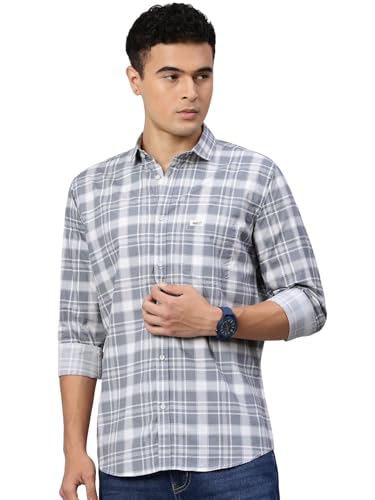 Image of Majestic Man Men Comfort Slim Fit Opaque Checked Cotton Casual Shirt