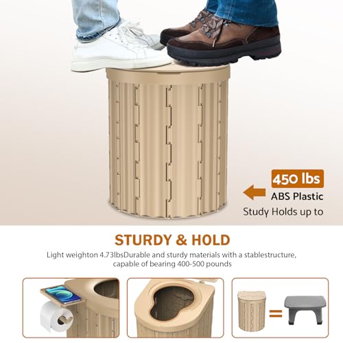 Portable Toilet, Upgraded 12-inch Toilet Seat, Folding Toilet With Removable Paper Holder, Camping Toilet With A Load Capacity Of 450 Lbs, Portable Potty For Indoor, Outdoor, And Emergency Use - Thumbnail 4