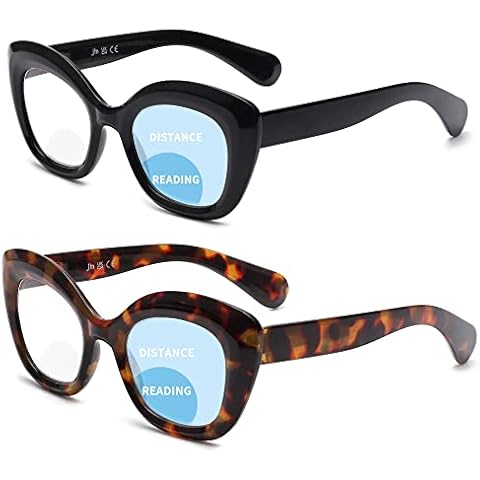 JM 2 Pack Ojo de Gato Bifocal Gafas de Lectura Anti Luz Azul +2.5 Cover