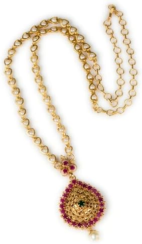 Sasitrends 1 Gram Micro Gold Plated Dasavatharam Pendant Chain Necklace, Free Size, Brass, American Diamond