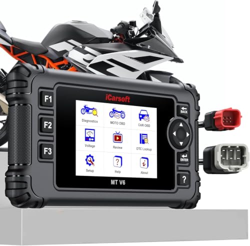 iCarsoft MT V6 Motorcycle Diagnostic Scan Tool for KTM, All System Motorbike OBD Scanner, Oil/ETC/ABS/Engine Idle Maintenance Tool for KTM, Actuation Test, Battery Test