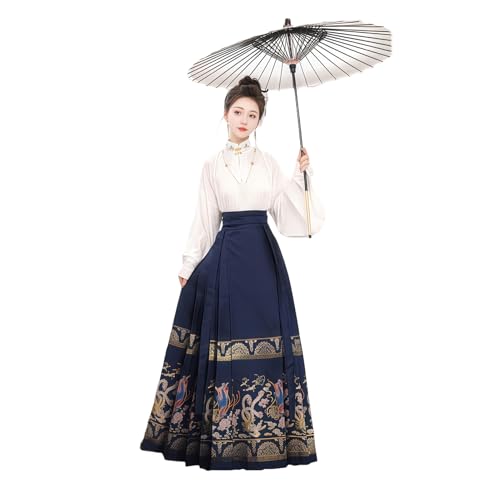 Jupe hanfu dynastie Ming en finitions soignées pour femme