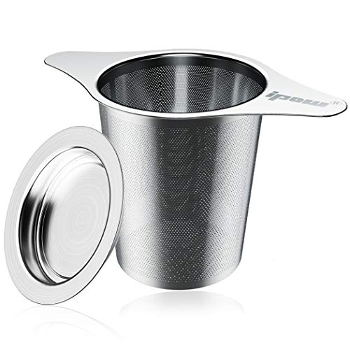 [Versión Mejorada] Ipow Filtro para Té de Acero Inoxidable 304 con Dos Asas, Infusor para té para Tazas de Té, Tétera