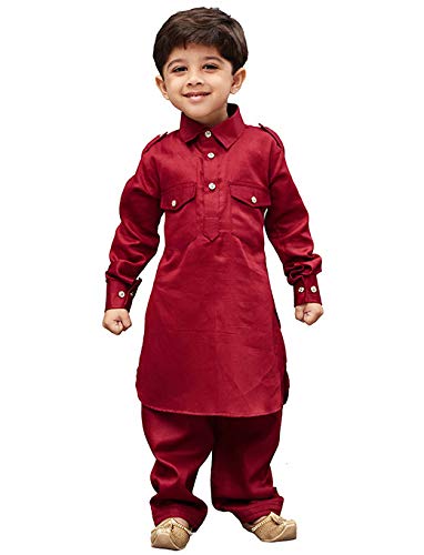 Vastramay Boys' Pathani Khan Suit Set  Soft Cotton Fabric With Patiala Pyjama  Perfect For Holi & Eid