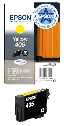 Epson 405 Yellow Suitcase Genuine, DURABrite Ultra Ink, Standard Capacity