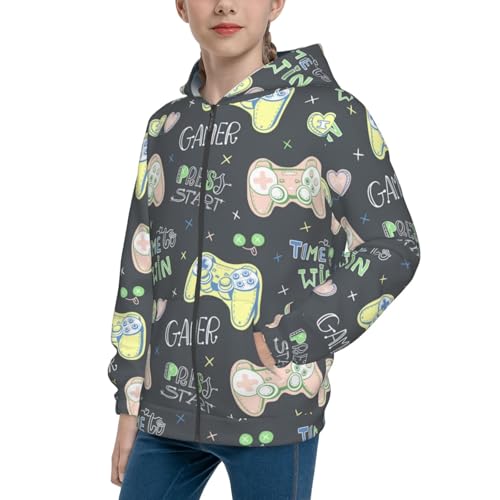 Gamers Kid Hoodies Boys Zip Up Sweatshirts Girls Pullover with Pocket