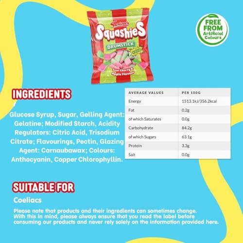 Swizzels Drumstick Squashies Sabor Cereza y Manzana 120g miniatura 2