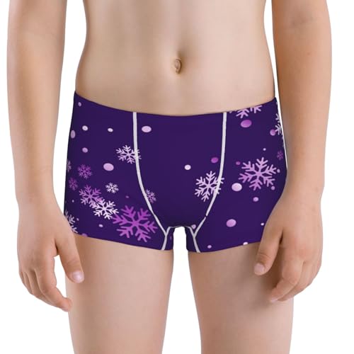 Boys' Cotton Boxer Brief Soft Underwear-Crystal Purple Snowflake