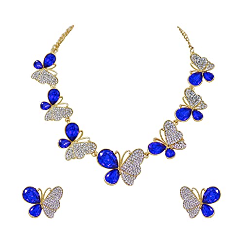 SAIYONI Ethnic Collection Butterfly Design Gold Plated Choker Necklace With Earring Jewellery Set