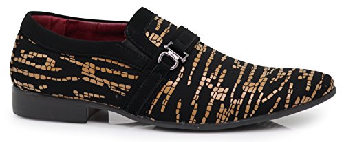 Enzo Romeo Plum06 Men's Dress Zebra Print Loafers Elastic Slip on with Buckle Fashion Shoes2