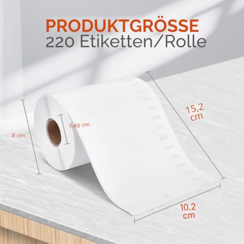 MUNBYN Versandaufkleber selbstklebend 4×6 DHL Etiketten 220 Stück Thermoetiketten BPA-freie Thermopapier für DHL UPS DPD, Kompatibel mit MUNBYN Nelko Phomemo Etikettendrucker, Weiß