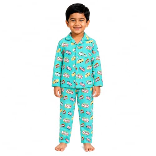 Image of The Mom Store Kids Cotton Night Suit for Boys and Girls | Soft Breathable Night Dress for Kids Boys and Girls | Printed Nightsuit Pajama Set | Comfortable All-Season Sleepwear for Daily Use