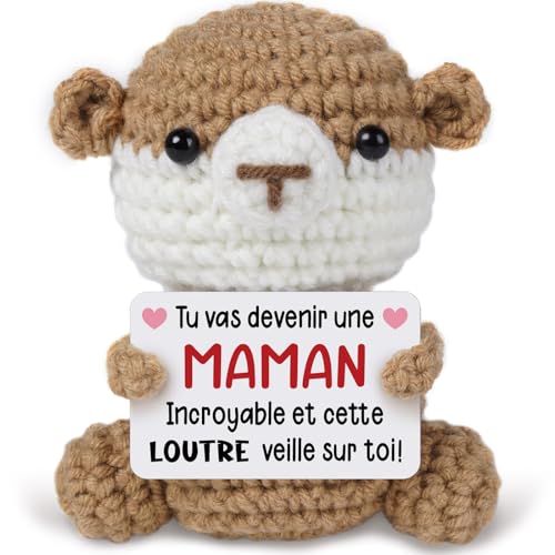 Cadeau Future Maman, Cadeau Femme Enceinte, Déco Loutre Crochetée Faite Main, Idée Cadeaux pour Grossesse Annonce, Tata, Amie, Soeur, Épouse et Fille, Naissance Mere