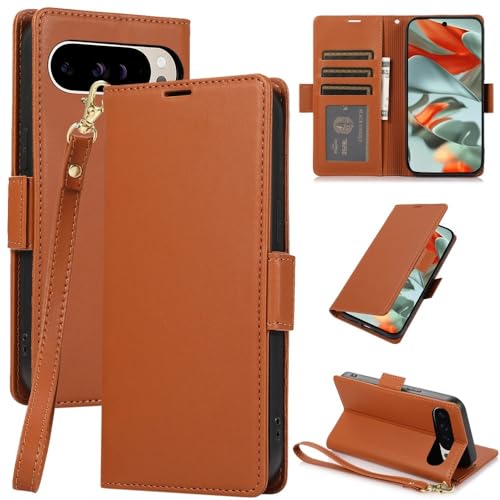 Étui portefeuille en cuir marron Google Pixel 7A clapet aimanté
