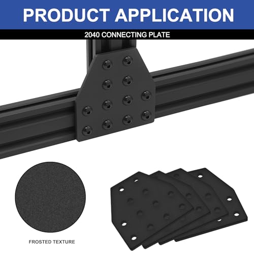 Image of 12pcs 2040 Aluminum Extrusion Joint Plate Connector Corner T Bracket 12-Hole 2040 V Slot Hardware T Slotted Accessories With T Nuts and Screws For Aluminum Profile 3D Printer Frame Part Black