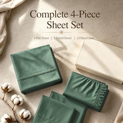 Image of MEISHANG 1000TC Egyptian Cotton Sheets King, 16 inch Deep Pocket | 1000TC Egyptian Cotton Sheets, Sateen Weave, Ultra Soft & Breathable, OEKO-TEX Certified