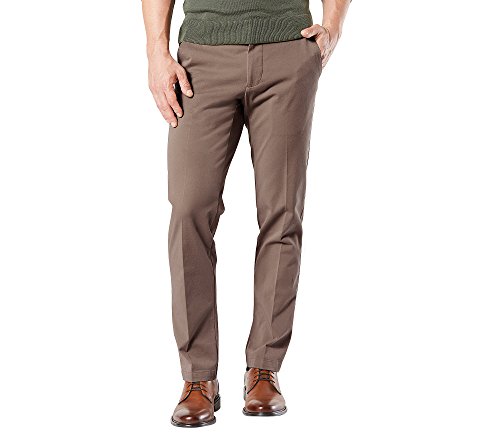 Dockers Men's Straight Fit Workday Khaki Smart 360 FLEX Pants (Regular and Big & Tall), Dark Pebble (Stretch) -Brown, 33W x 32L