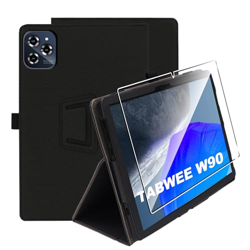 zZjoOoj Hülle Compatible with TABWEE W90/ T90 11 Zoll Tablet Schutzhülle, Tablet Protection Bundle with 1 Stück 9H Härte Anti-Kratzen Folie, Vertical Stand Function,Schwarz
