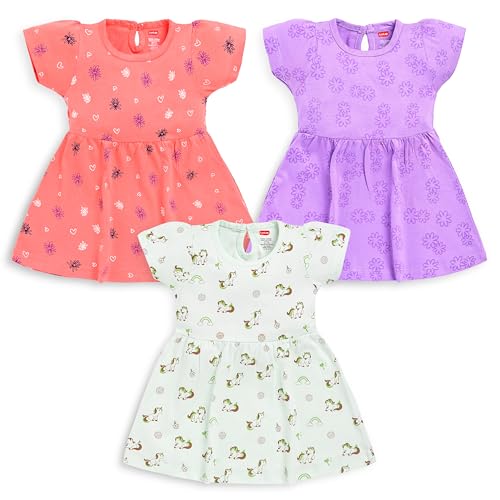Luvlap Girl's Cotton A-Line Knee-Length H/S Frock Dress (LLAMZGR0...