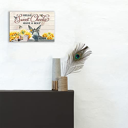 Farmhouse Donkey Wall Art For Bathroom Funny Donkey Birds Wall Decor Have A Seat Sunflower Pictures Print Painting Rustic Farm Flower Framed Artwork Canvas Home Decor For Bedroom Living Room 12"X16" #TOP2