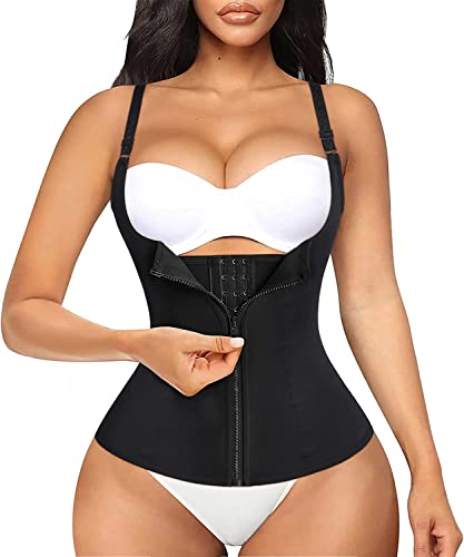 Bafully Damen stark formend Top Unterbrustkorsett Bauchweg Shaper figurformend Körperformer Unterbrust Mieder verstellbar Oberteil Body, Schwarz, 4XL