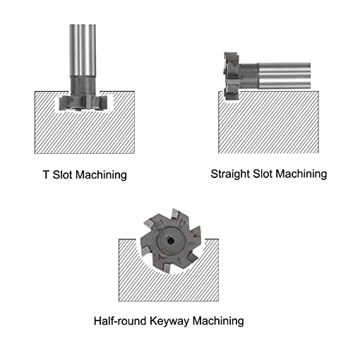 Image of uxcell T-Slot Milling Cutters, 8mm Depth 30mm Cutting Dia 16mm Shank Tungsten Carbide Tip 6 Flutes T Slot End Mill for Stainless Steel Copper Aluminum