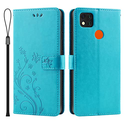 Nupcknn Funda para Xiaomi Redmi 9C / 9C NFC, Libro Caso Piel PU Soporte Plegable Ranuras Cartera con Tapa Tarjetas Magnético Cuero Flip Carcasas - Azul