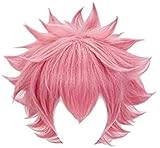 KAPVXRKI My Hero Academia Mina Ashido Women Pink Cosplay Wig Costume Boku no Hero Academia Heat Resistant Synthetic Wigs for Halloween Costume Party Role Play+Wig Cap