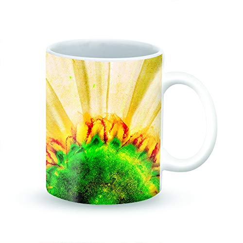 Stylizedd Designer Printed Coffee Mug with Heavy Duty Handle 11oz Ceramic Personalised Gift Mugs Cup [Microwave Safe & Dishwasher Proof ] - Bloomin Sunflower