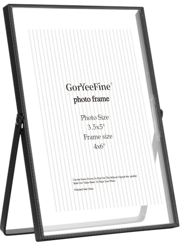 GorYeeFine 4x6 Black Floating Metal Beaded Frame,Tempered Glass
