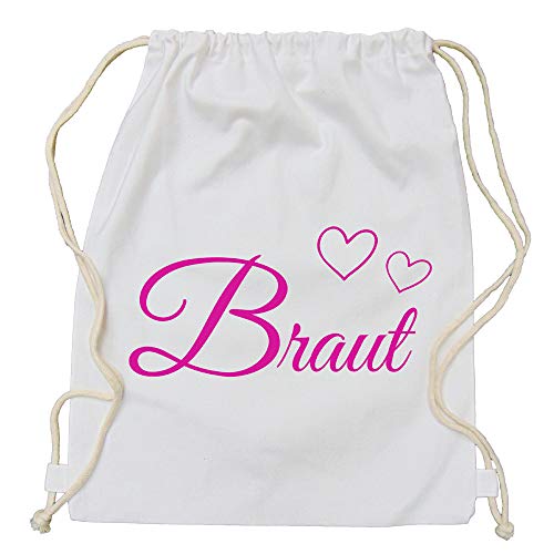 Partybob JGA Turnbeutel-Rucksack Braut - Herzen (Weiß) Cover