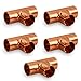 Everflow CCTE0012-5 Tee Copper Fittings With Sweat Ends, 1/2