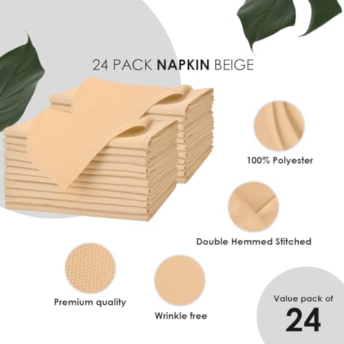 Avalon Kitchen Beige Cloth Napkins Bulk (Pack of 24) - 100% Polyester Dinner Linen Napkins Cloth Washable & Reusable - Durable with Hemmed Edges - Ideal for Parties and Weddings (17x17 Inches) by Avalon Kitchen - Used condition - Image 5