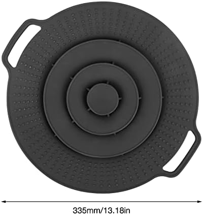 Foreverup Spill Stopper Lid Cover, 11.4 Inch Silicone Spill Stopper, BPA-Free Boil Over Spill Stopper Lid for Pans and Pots Boil Kitchen Over Safeguard, for Any Cookware within 29CM - Black