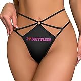 BAIJIAOYUN Women's I Love Butt Plugs Sexy Panties Underwear G-String Thongs Lingerie Briefs L