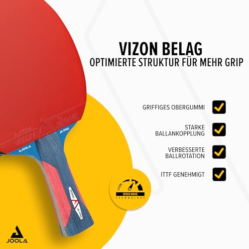 JOOLA Tischtennisschläger Rosskopf Junior Pro ITTF genehmigter Kinder Wettkampf Tischtennis-Schläger 5 Sterne, Griff Blau/Rot, 1.8 MM Schwammstärke