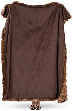 icon Faux Fur Throw Blanket, 200cm x 150cm, Extra Large Furry Living Room Blankets, Kingsize Bedspreads (Brown Bear)