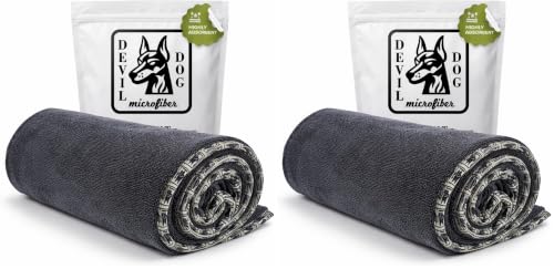 Image of Premium Twisted Loop Drying Towels for Drying Dogs Small 16 inch x 24 inch Super Absorbent Microfiber Dog Bath Towel - Quick Dry, Soft - 1200 GSM Gray for Pets, Beach, Camping & Travel (Pack of 2)