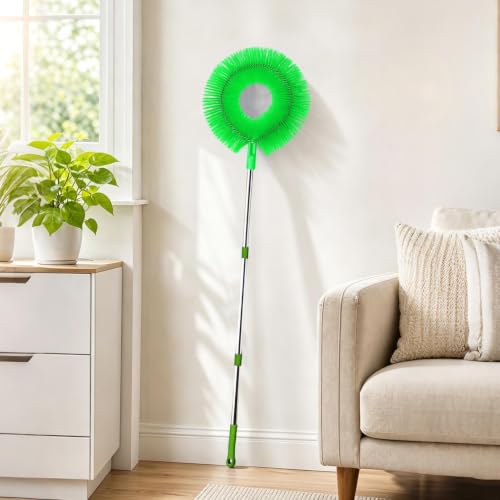 Plumero limpiador para ventilador de techo con mango largo y cepillo multiusos 3