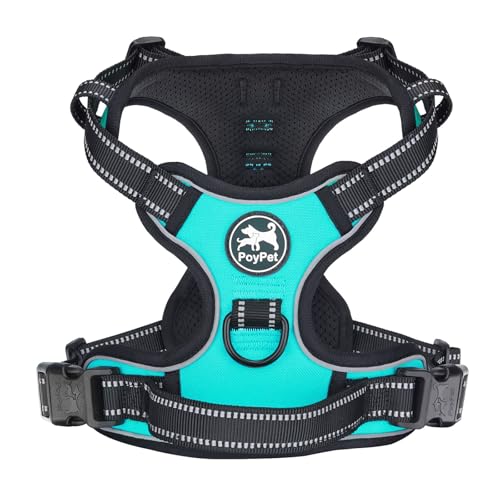 PoyPet Dog Harness Large, No Pull Vest with Front/Back Clip & Soft Handle