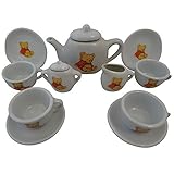 Puppenservice Puppen-Teeservice  Kinder-Kaffeeservice aus Porzellan PW 2175  Teddy-Bären-Design  mit Tablett, Kanne, Tassen und Teller Holzspielzeug-Peitz