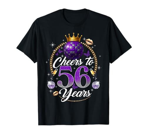Cheers to 56 Years Old Wedding Anniversary 56th Birthday T-Shirt