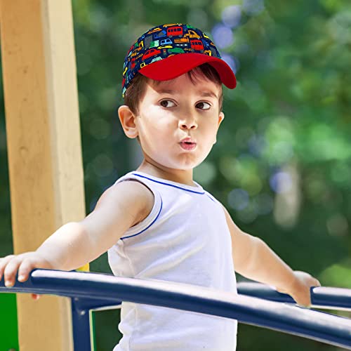 Image of Toddler Baseball Hat Boys Trucker Hat Adjustable Snapback Sun Hat Beach Hat for Boys 1-8 Years, Red, 4-6 Years
