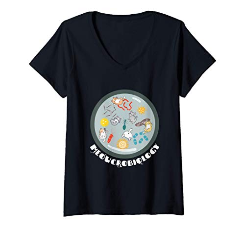 Mujer Meowcrobiology - Microbiology Science Cat Camiseta Cuello V