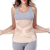 ChongErfei 3 in 1 Postpartum Support - Recovery Belly/waist/pelvis Belt Shapewear Slimming Girdle, Beige, L For Posture Correction
