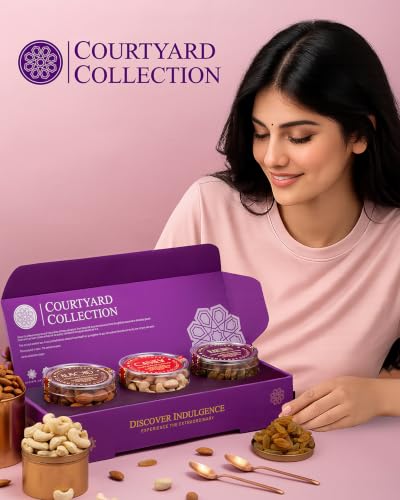 Image of Hyperfoods Dry Fruits Gift Box 375g RawFruit Courtyard Collection Pack of 3 DryFruits Gift Pack Rakhi Gift for Brother Rakhi Hamper for Sister Dry Fruits Gift Hamper Dryfruit Box for Gift