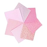 7 Stück Baumwollstoff Stoffpaket 50 x 50 cm, Patchwork Stoffe, Stoffreste – DIY Stoff für Basteln, Quilten, Deko & Puppenkleidung Reiner Baumwolle, Modischen Mustern (Rosa)
