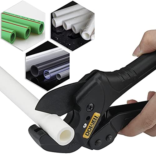 DOWELL PVC Pipe Cutter Ratchet Pipe Tube Cutter Cutting Tool Heavy Duty Teflon Coated Stainless Steel Blade Max O.D. Adjustable 1-inch to 1-5/8-inch 26-42mm HY040302