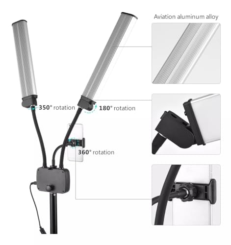 Luz de Preenchimento LED de Braços Duplos Flexíveis: Potente, Ajustável e Versátil. Ideal para Trans