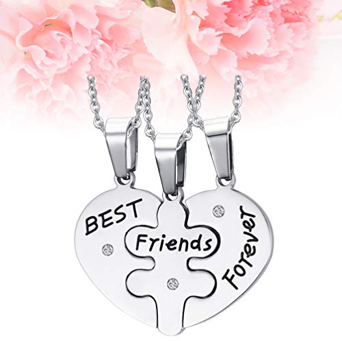 Happyyami 3 pezzi Collana Puzzle Cuore in Acciaio